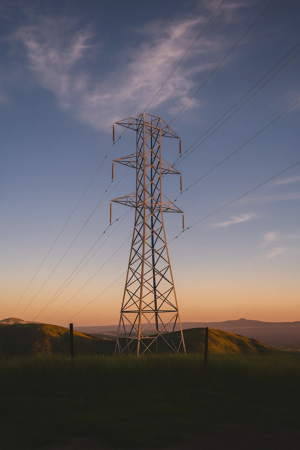 Torres de Energia ao Pôr do Sol